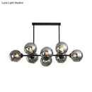 GobekUsa Modern Black Island Lighting with Smokey-Glass, 8/12 Heads - Stylish Hanging Lamp for Living Room