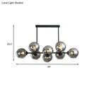 GobekUsa Modern Black Island Lighting with Smokey-Glass, 8/12 Heads - Stylish Hanging Lamp for Living Room