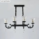 GobekUsa Modern 6-Head Pendulum Island Pendant Lamp with Black Finish, Clear Crystal Accents