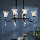 GobekUsa Modern 6-Head Pendulum Island Pendant Lamp with Black Finish, Clear Crystal Accents