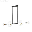 GobekUsa Contemporary 6/10-Head LED Island Pendant Light with White Glass Shades - Black Linear Ceiling Fixture