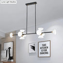 GobekUsa Contemporary 6/10-Head LED Island Pendant Light with White Glass Shades - Black Linear Ceiling Fixture