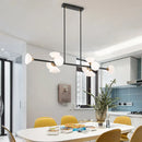 GobekUsa Contemporary 6/10-Head LED Island Pendant Light with White Glass Shades - Black Linear Ceiling Fixture
