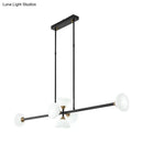 GobekUsa Contemporary 6/10-Head LED Island Pendant Light with White Glass Shades - Black Linear Ceiling Fixture