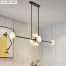 GobekUsa Contemporary 6/10-Head LED Island Pendant Light with White Glass Shades - Black Linear Ceiling Fixture