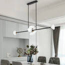 GobekUsa Contemporary 6/10-Head LED Island Pendant Light with White Glass Shades - Black Linear Ceiling Fixture