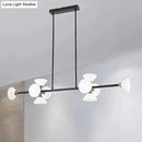 GobekUsa Contemporary 6/10-Head LED Island Pendant Light with White Glass Shades - Black Linear Ceiling Fixture