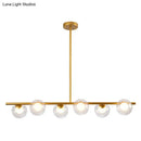 GobekUsa Sleek 6-Light Modern Island Pendant: Transparent Glass Ceiling Light for Dining Table