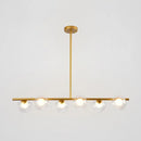 GobekUsa Sleek 6-Light Modern Island Pendant: Transparent Glass Ceiling Light for Dining Table