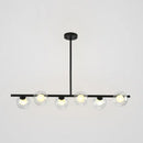 GobekUsa Sleek 6-Light Modern Island Pendant: Transparent Glass Ceiling Light for Dining Table
