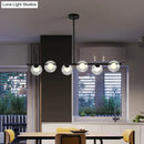 GobekUsa Sleek 6-Light Modern Island Pendant: Transparent Glass Ceiling Light for Dining Table