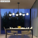 GobekUsa Sleek 6-Light Modern Island Pendant: Transparent Glass Ceiling Light for Dining Table