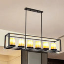 GobekUsa Modern 3/5/6-Light Island Pendant with White Glass, Black Metal Frame - Perfect for Kitchen Lighting