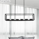GobekUsa Modern 3/5/6-Light Island Pendant with White Glass, Black Metal Frame - Perfect for Kitchen Lighting
