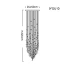 GobekUsa Crystal LED Chandelier: Modern Luxury Staircase Pendant Light for Hallway & Lobby