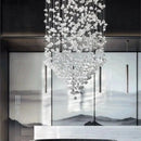 GobekUsa Crystal LED Chandelier: Modern Luxury Staircase Pendant Light for Hallway & Lobby