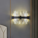 GobekUsa Contemporary LED Wall Sconce in Black - Clear Rectangle-Cut Crystal Half Cylinder Design for Bedside