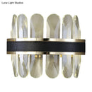GobekUsa Contemporary LED Wall Sconce in Black - Clear Rectangle-Cut Crystal Half Cylinder Design for Bedside