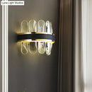 GobekUsa Contemporary LED Wall Sconce in Black - Clear Rectangle-Cut Crystal Half Cylinder Design for Bedside