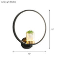 GobekUsa Contemporary Black Wall Mount Ring Light with LED Warm-Light and Potted Plant Sconce Fixture