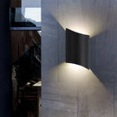 GobekUsa Modern LED Outdoor Wall Sconce with Geometric Metal Shade in Warm/White Light - Black Wall Light Fixture