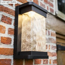GobekUsa Modern Black LED Outdoor Wall Sconce with Rippled Glass in Rectangle Design