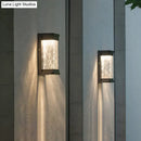 GobekUsa Modern Black LED Outdoor Wall Sconce with Rippled Glass in Rectangle Design