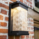 GobekUsa Modern Black LED Outdoor Wall Sconce with Rippled Glass in Rectangle Design