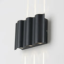 GobekUsa Modern Black LED Patio Sconce Lamp - 2/4/6-Light Flush Mount Wall Light with Wavy Metal Shade, Warm/White Light