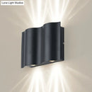 GobekUsa Modern Black LED Patio Sconce Lamp - 2/4/6-Light Flush Mount Wall Light with Wavy Metal Shade, Warm/White Light