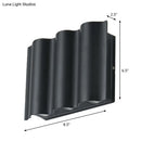 GobekUsa Modern Black LED Patio Sconce Lamp - 2/4/6-Light Flush Mount Wall Light with Wavy Metal Shade, Warm/White Light