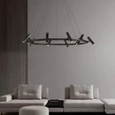 GobekUsa Black LED Spot Chandelier: Modern Minimalist Rotatable Hanging Lamp for Home Decor