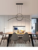 GobekUsa Modern LED Pendant Light Fixture: Circle and Linear Design with Metal Hanging