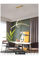 GobekUsa Modern LED Pendant Light Fixture: Circle and Linear Design with Metal Hanging