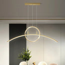 GobekUsa Modern LED Pendant Light Fixture: Circle and Linear Design with Metal Hanging