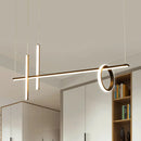 GobekUsa Modern Black Linear Island LED Pendant Light with Dual Lines and Ring