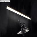 GobekUsa Modern LED Coffee Suspension Lamp for Restaurants - Acrylic Bar Shaped Island Light Fixture