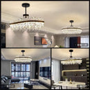 GobekUsa Light Luxury Crystal Chandelier Pendant Lights Set - Modern LED Dimmable Lustre Combination