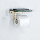 GobekUsa Brass Marble Toilet Paper Holder Nordic Brushed Gold Bathroom Tissue Shelf
