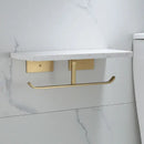 GobekUsa Brass Marble Toilet Paper Holder Nordic Brushed Gold Bathroom Tissue Shelf