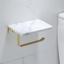 GobekUsa Brass Marble Toilet Paper Holder Nordic Brushed Gold Bathroom Tissue Shelf