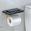 GobekUsa Brass Marble Toilet Paper Holder Nordic Brushed Gold Bathroom Tissue Shelf