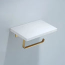 GobekUsa Brass Marble Toilet Paper Holder Nordic Brushed Gold Bathroom Tissue Shelf