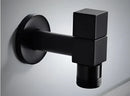 Modern black matte bathroom corner faucet with hose connector by Decorbites