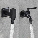 Modern black matte bathroom corner faucet with hose connector by Decorbites