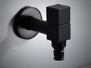 Modern black matte bathroom corner faucet with hose connector by Decorbites