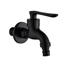 Modern black matte bathroom corner faucet with hose connector by Decorbites