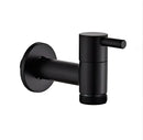 Modern black matte bathroom corner faucet with hose connector by Decorbites
