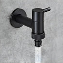 Modern black matte bathroom corner faucet with hose connector by Decorbites