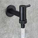 Modern black matte bathroom corner faucet with hose connector by Decorbites